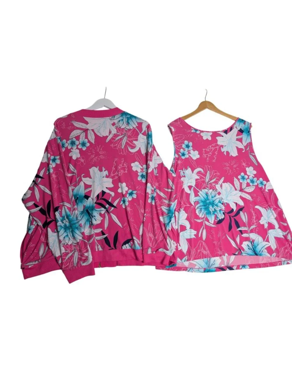 IMAN Womens Pink Floral Bomber Jacket & Matching Tank Top Set 3X Cruise wear